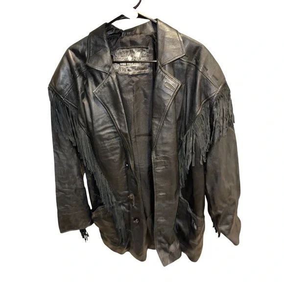 Wild Wild West Arrowsmith Black Leather Fringe Western Jacket Mens XL
